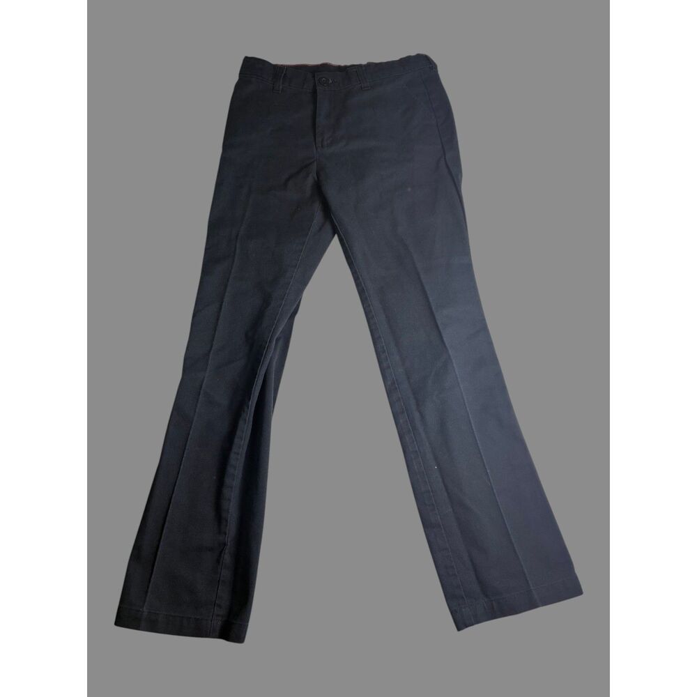 Dickies Women’s Black Work Pants Straight Leg Red Stitch Size 16